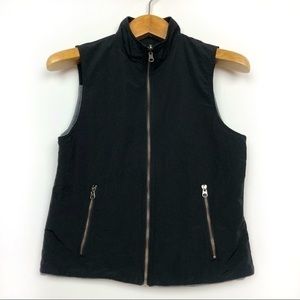 Roots Vintage Reversible Fleece Vest Grey and‎ Black Zip Pockets Size Small